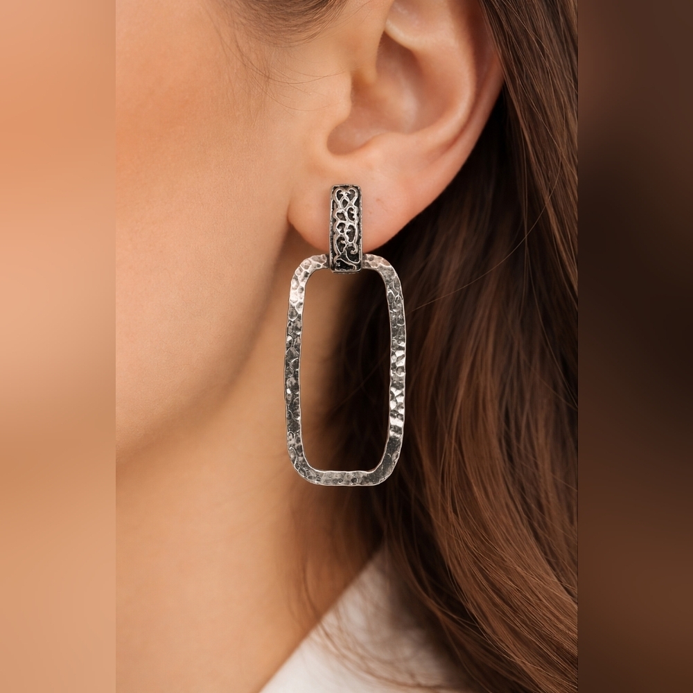 Turkey 925 Silver Handmade Hammered Ladies Earrings